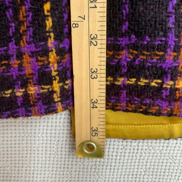 Vintage Handmade Plaid Cape Coat Purple Orange Tartan Mod Dark Academia Sz M - Picture 5 of 13